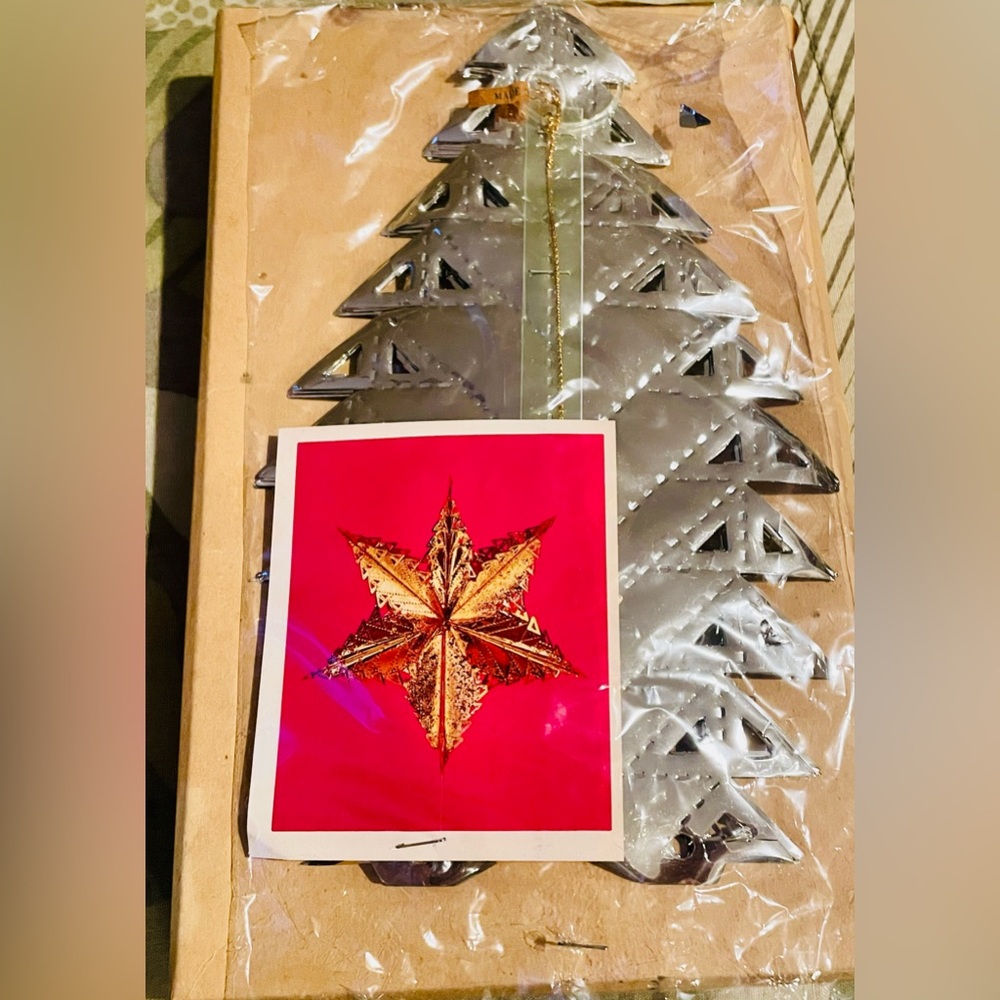 Vintage Christmas new silver foil star ASTY made in Japan Large ornament 1950’s